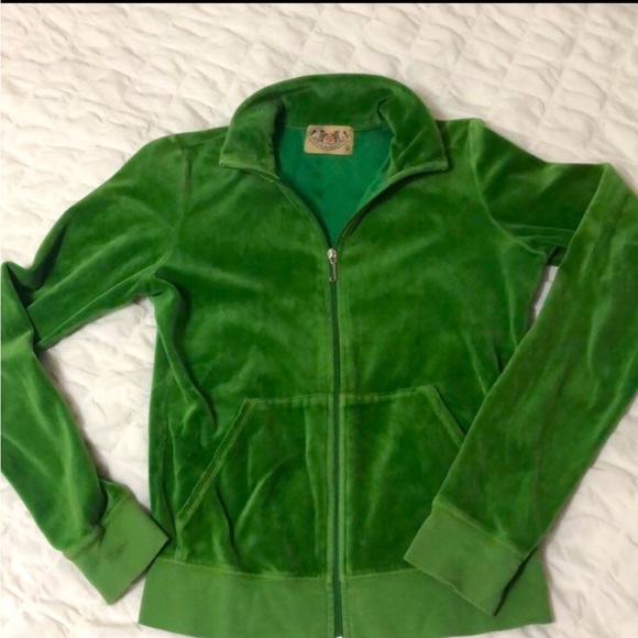 Juicy Couture vintage green velour y2k zip-up sweater - Picture 6 of 7
